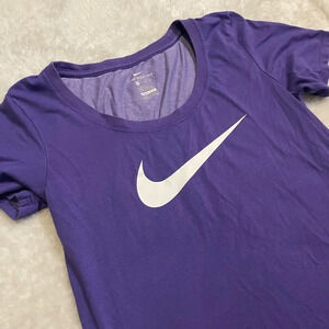 The Nike Tee Purple Check Mark Tee Shirt Dri Fit Athletic Cut XS